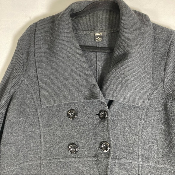 Alfani Charcoal Double-Breasted Pea Coat Merino Wool M Women’s Travel Cozy - Picture 2 of 13